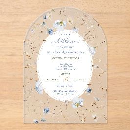 赤ちゃんシャワーの途中に小さな野花がある アクリル招待状