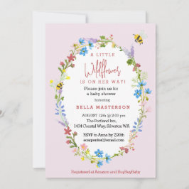 赤ちゃんシャワーの途中に小さな野花がある 招待状