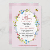 赤ちゃんシャワーの途中に小さな野花がある 招待状 (正面/裏面)