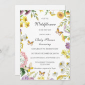 赤ちゃんシャワーの途中に小さな野花がある 招待状 (正面/裏面)