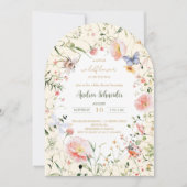 赤ちゃんシャワーの途中に小さな野花がある 招待状 (正面)