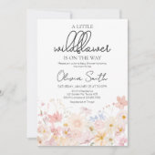 赤ちゃんシャワーの途中に小さな野花がある 招待状 (正面)