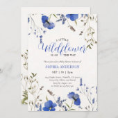 赤ちゃんシャワーの途中に小さな野花がある 招待状 (正面/裏面)