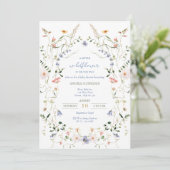 赤ちゃんシャワーの途中に小さな野花がある 招待状 (スタンド正面)