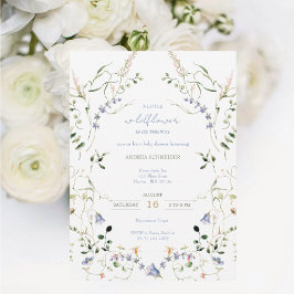 赤ちゃんシャワーの途中に小さな野花がある 招待状