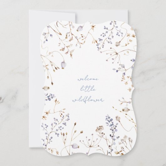 赤ちゃんシャワーの途中に小さな野花がある 招待状 (裏面)