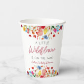 赤ちゃんシャワーの途中に小さな野花がある 紙コップ (裏面)