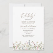 赤ちゃんシャワーの途中に小さな野花が来ている 招待状 (正面)