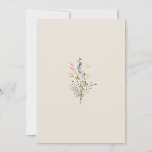 赤ちゃんシャワーの途中に小さな野花が来ている 招待状 (裏面)