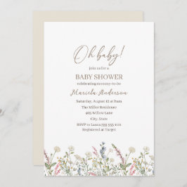 赤ちゃんシャワーの途中に小さな野花が来ている 招待状