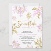 赤ちゃんシャワーの途中に少し雪の結晶がある 招待状 (正面)