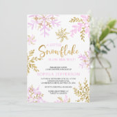 赤ちゃんシャワーの途中に少し雪の結晶がある 招待状 (スタンド正面)