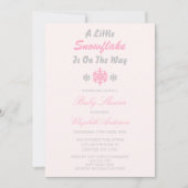 赤ちゃんシャワーの途中に少し雪の結晶がある 招待状 (正面)