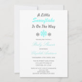 赤ちゃんシャワーの途中に少し雪の結晶がある 招待状 (正面)