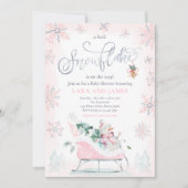 赤ちゃんシャワーの途中に少し雪の結晶がある 招待状 (正面)