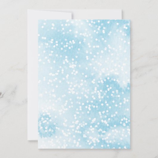 赤ちゃんシャワーの途中に少し雪の結晶がある 招待状 (裏面)