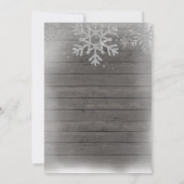 赤ちゃんシャワーの途中に木のスノーフレークがある 招待状 (裏面)