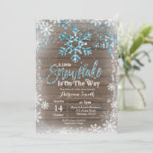 赤ちゃんシャワーの途中に青い雪の結晶 招待状 (スタンド正面)