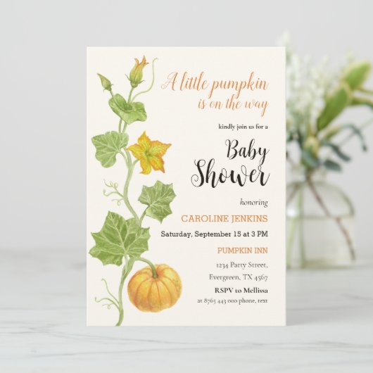 赤ちゃんシャワーの途中のカボチャ 招待状 (スタンド正面)