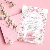 赤ちゃんシャワーの途中のピンクの小さなかぼちゃ 招待状