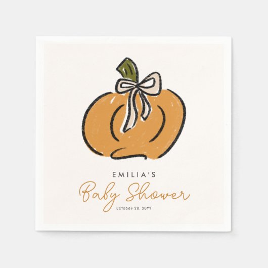 赤ちゃんシャワーの途中の小さなかぼちゃ スタンダードカクテルナプキン (正面)