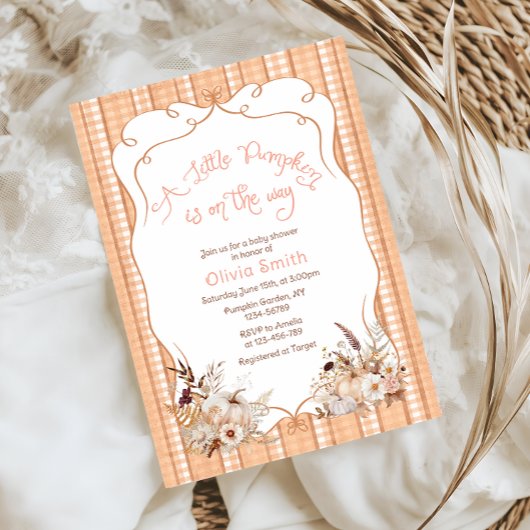 赤ちゃんシャワーの途中の小さなかぼちゃ 招待状