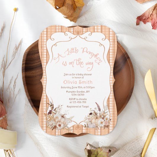 赤ちゃんシャワーの途中の小さなかぼちゃ 招待状