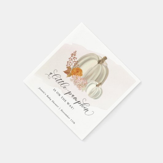 赤ちゃんシャワーの途中の小さなカボチャカスタマイズ スタンダードカクテルナプキン (角)