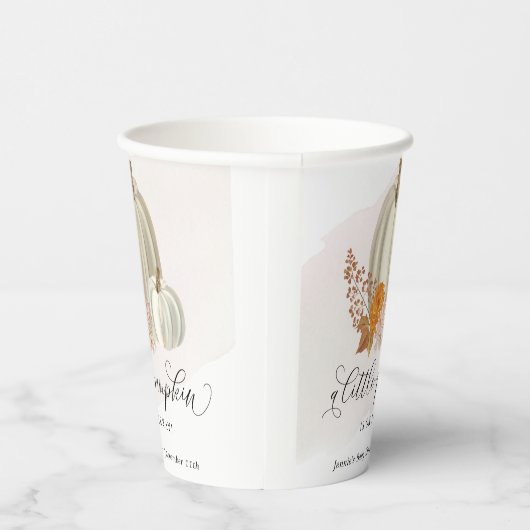 赤ちゃんシャワーの途中の小さなカボチャカスタマイズ 紙コップ (右)