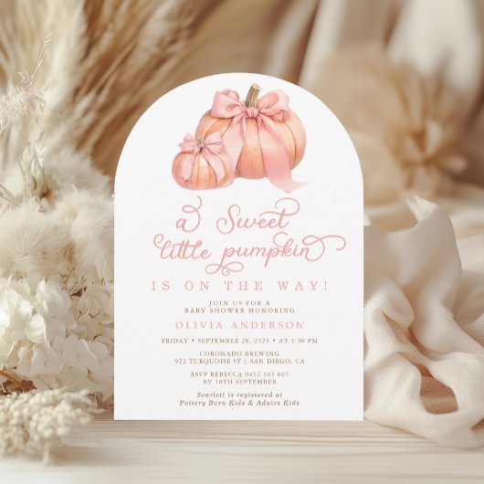 赤ちゃんシャワーの途中の小さなカボチャ 招待状