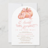 赤ちゃんシャワーの途中の小さなカボチャ 招待状 (正面)
