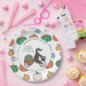 赤ちゃんシャワーの途中の小さなカラフルかぼちゃ ペーパープレート (パーティー)