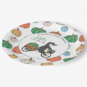 赤ちゃんシャワーの途中の小さなカラフルかぼちゃ ペーパープレート (アングル)