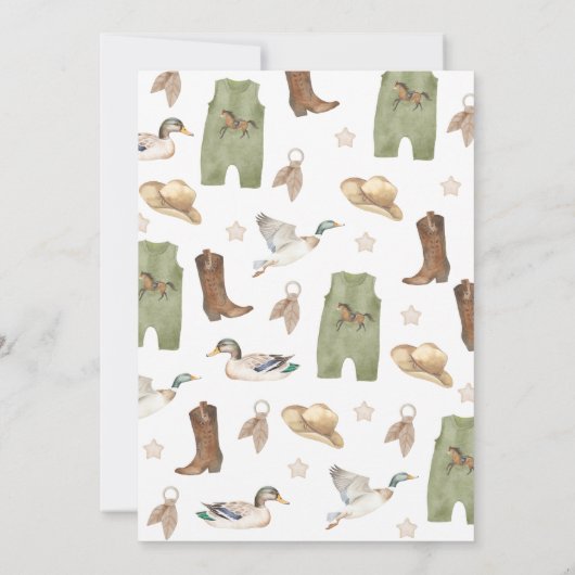 赤ちゃんシャワーの途中の小さなハンター 招待状 (裏面)