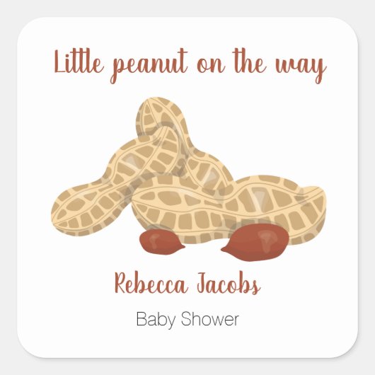 赤ちゃんシャワーの途中の小さなピーナッツ スクエアシール (正面)