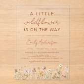 赤ちゃんシャワーの途中の小さなワイルドフラワー アクリル招待状 (正面)