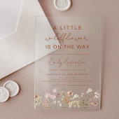 赤ちゃんシャワーの途中の小さなワイルドフラワー アクリル招待状