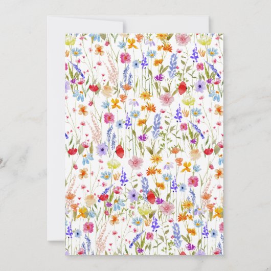 赤ちゃんシャワーの途中の小さなワイルドフラワー 招待状 (裏面)