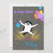 赤ちゃんシャワーの途中の小さな子猫 招待状 (正面)