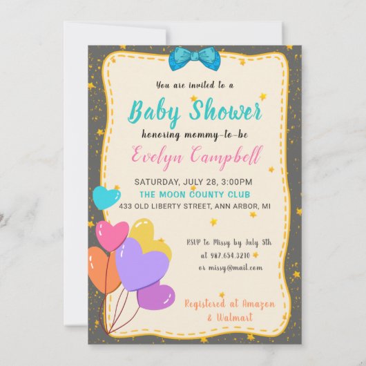 赤ちゃんシャワーの途中の小さな子猫 招待状 (裏面)