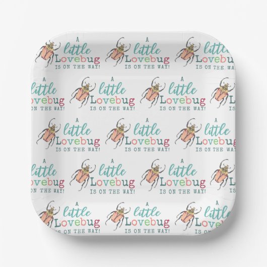 赤ちゃんシャワーの途中の小さな愛のバグ ペーパープレート (正面)