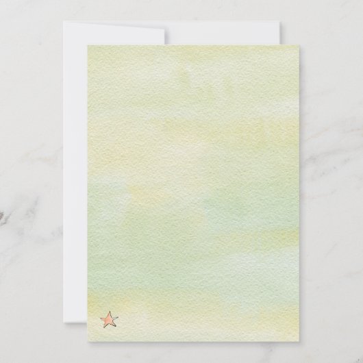 赤ちゃんシャワーの途中の水の色の小さな星 招待状 (裏面)