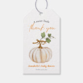 赤ちゃんシャワーの途中の甘い小さなかぼちゃ ギフトタグ (正面)