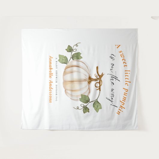 赤ちゃんシャワーの途中の甘い小さなかぼちゃ タペストリー (正面(横))