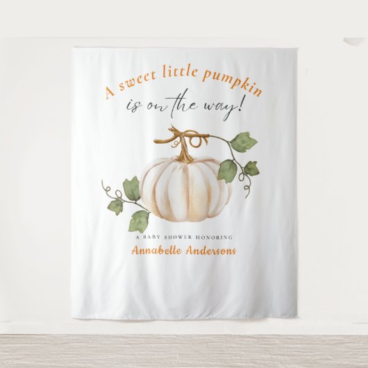 赤ちゃんシャワーの途中の甘い小さなかぼちゃ タペストリー (正面)