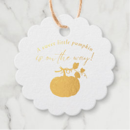 赤ちゃんシャワーの途中の甘い小さなかぼちゃ フェイバータグ