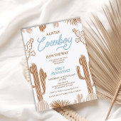 赤ちゃんシャワーの途中の茶色の青の小さなカウボーイ 招待状