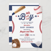 赤ちゃんシャワーの途中の野球の小さなスラガー 招待状 (正面/裏面)