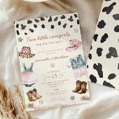 赤ちゃんシャワーの途中の2つの小さな双子の女性のカーボーイ 招待状