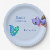 赤ちゃんシャワーの道の小さなディノ ペーパープレート (正面)